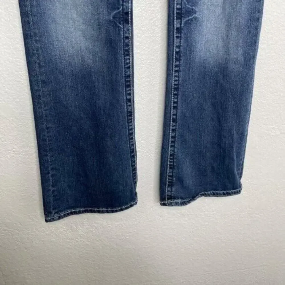 Maurices Womens Jeans Size 30 Premium Denim Blue Dark Wash Bootcut Embroidered - Picture 8 of 14